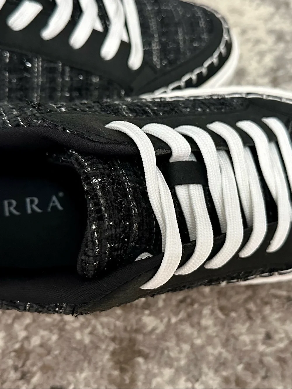 Serra Black and White Low-Top Tweed Sneakers